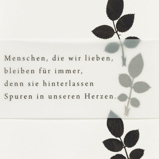 Weiße Trauerkarte "Blätter" - Räder