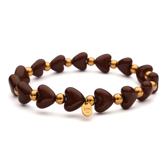 LizzyMae Armband - Gold + braune Herzen - Lot83