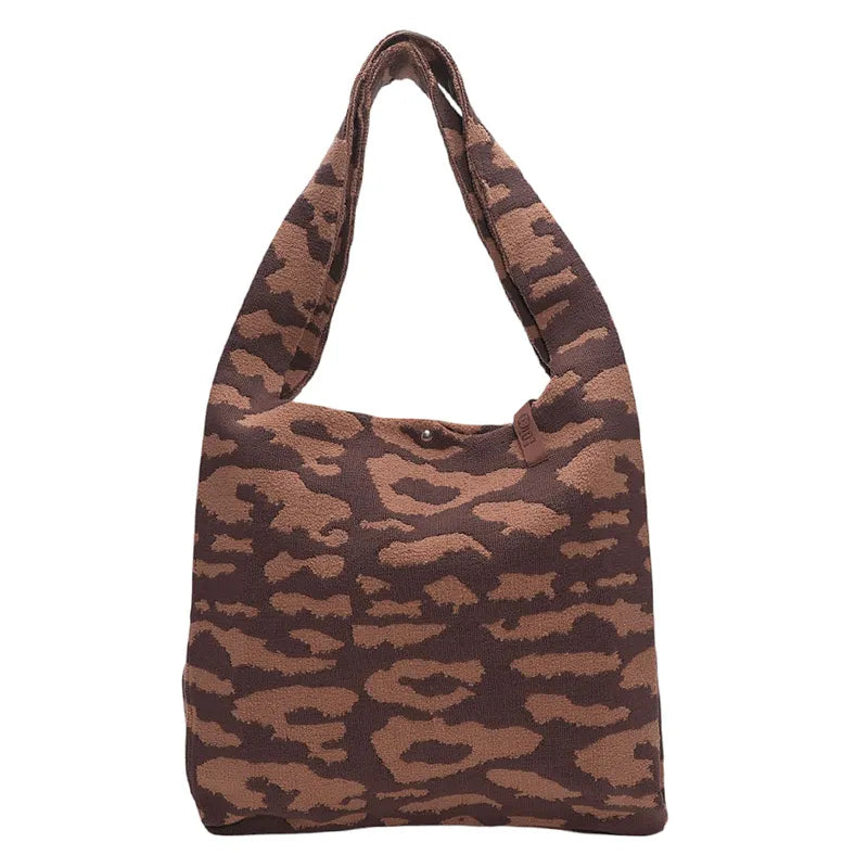 Shopper Lois - Leo Muster Braun Plüsch - LOT83