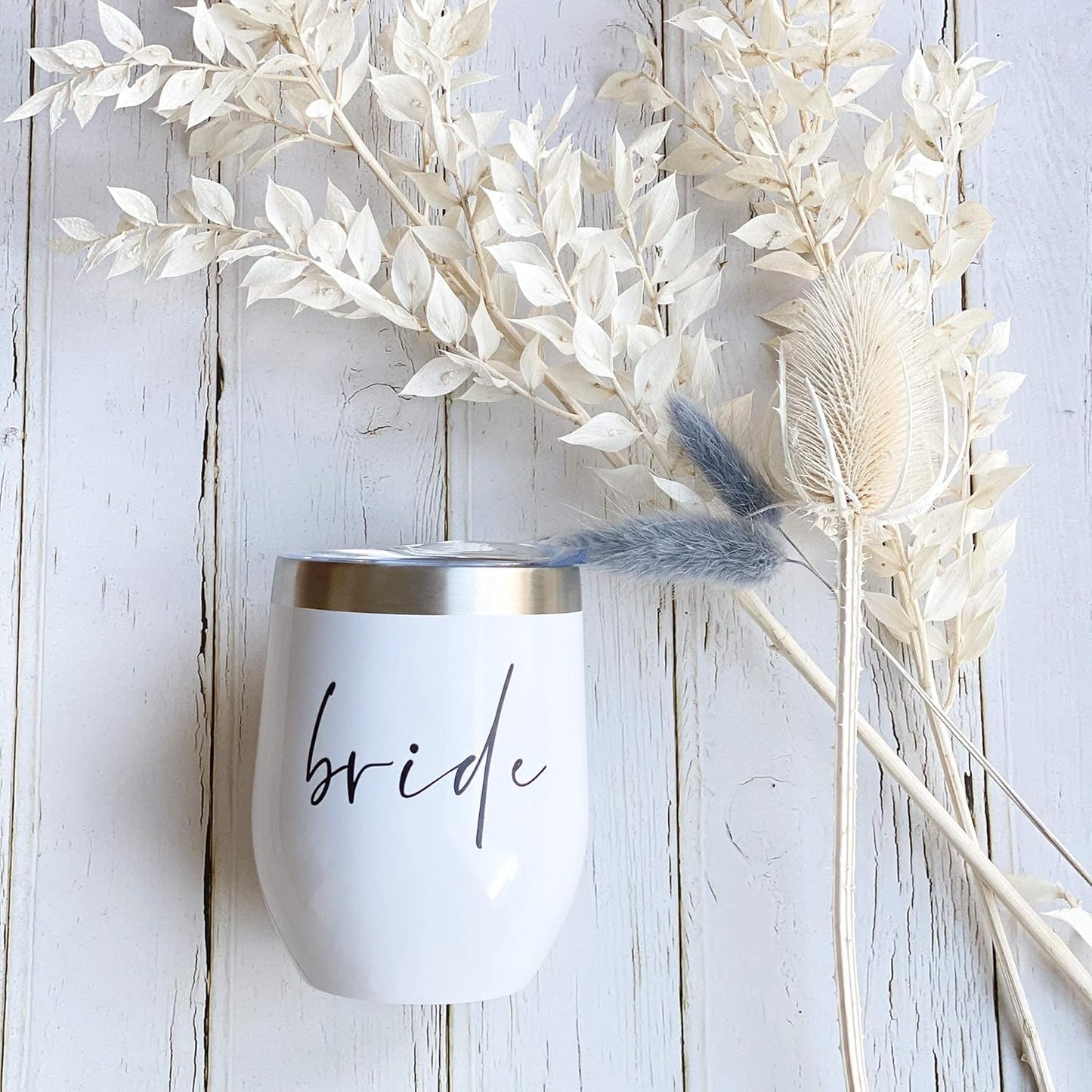 Weinbecher mit Aufschrift "Bride"
