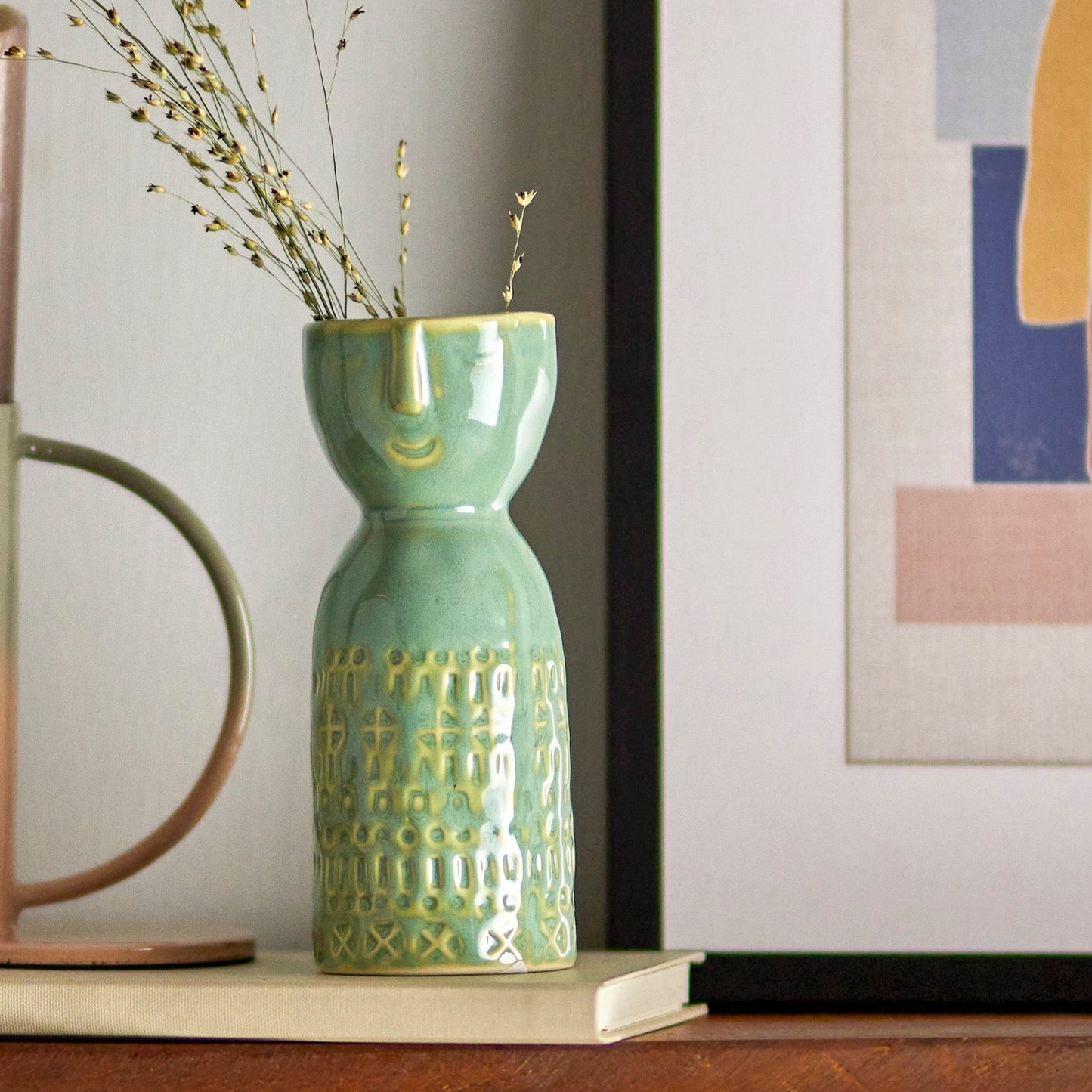 Embla Vase Grün Steingut - Bloomingville