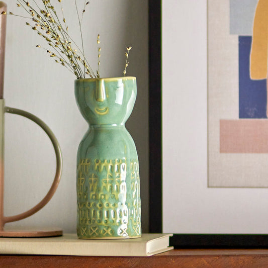 Embla Vase Grün Steingut - Bloomingville