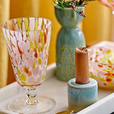 Vase Embla Grün & 2 Weingläser Lilya - Bloomingville