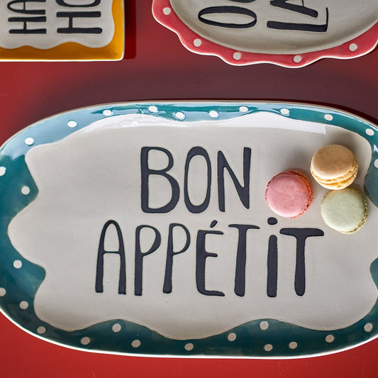 Soline Servierplatte „Bon Appétit“ bunt  - Bloomingville
