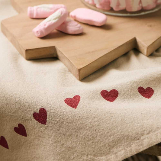 Geschirrtuch Emma natur mit roten Herzen - Ib Laursen
