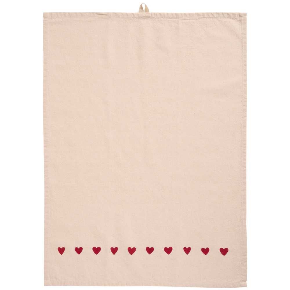 Geschirrtuch Emma natur mit roten Herzen - Ib Laursen