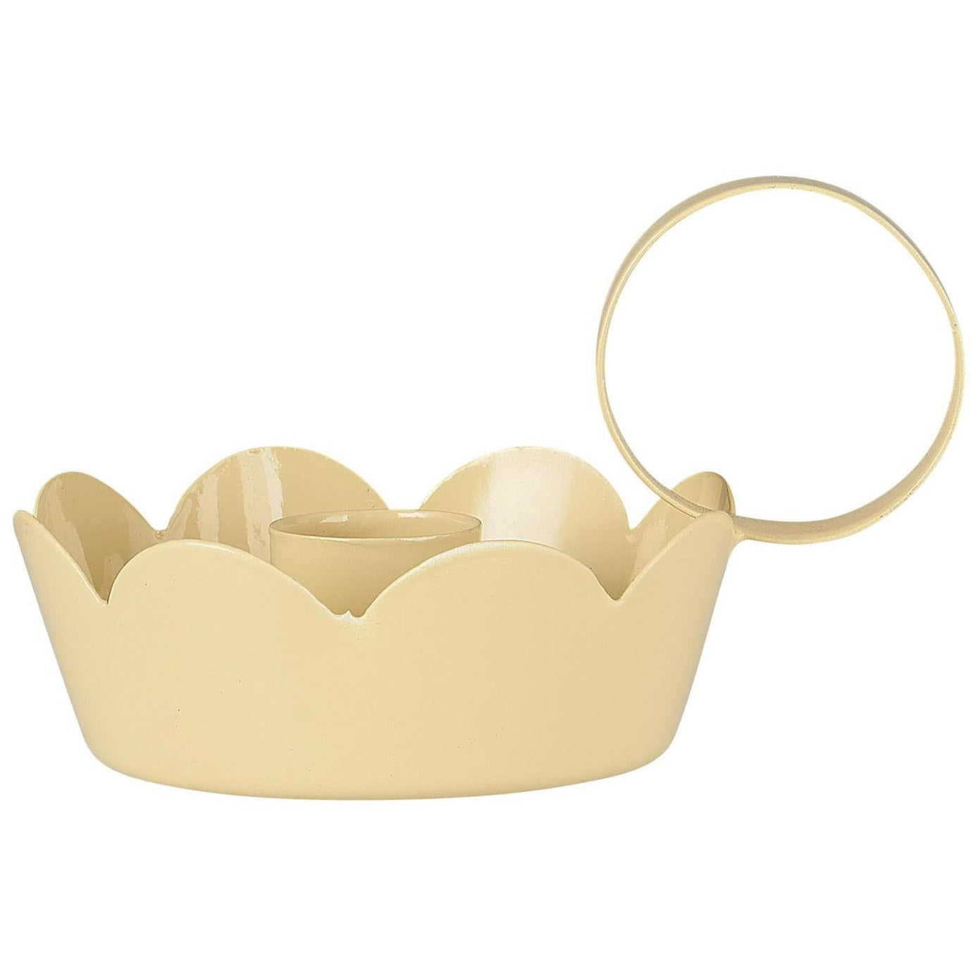 Kerzenhalter für Stabkerze mit Henkel gewellte Kante zart gelb - Ib Laursen