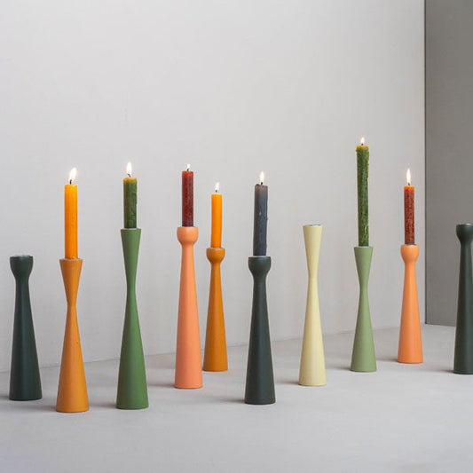 Kerzenhalter wood mat orange 25cm - Kinta