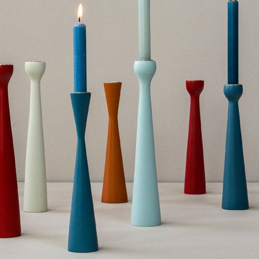 Kerzenhalter wood sandglass airforce blue 30 cm - Kinta