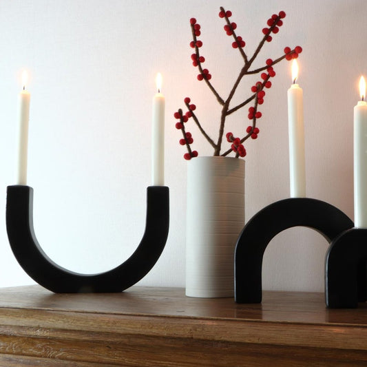 Kerzenhalter Set Bogen schwarz - Kinta