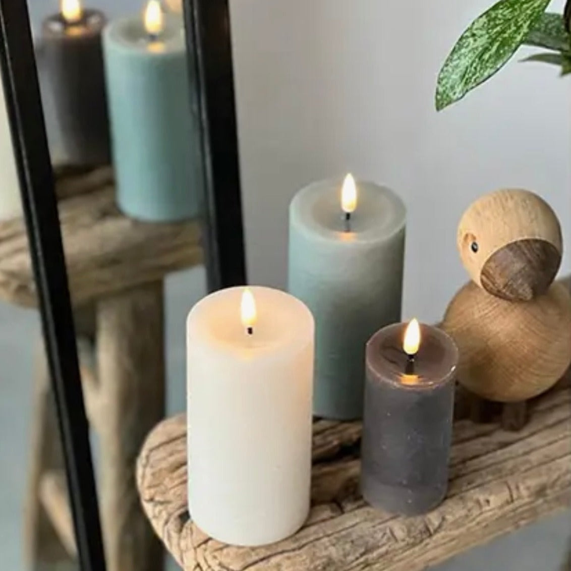 Kerze LED creme (6,8x10x6,8cm) mit Timer durch Fernbedienung (exklusive)