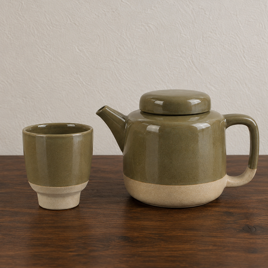 Teekanne Rutunda L und Cup Rutunda 2 Stk khaki - Kinta