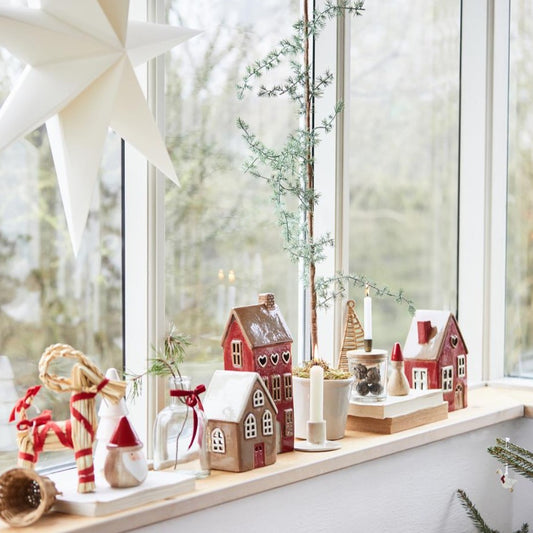 Haus für Teelicht Stillenat rote Tür - Ib Laursen