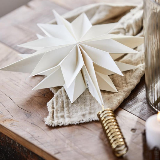Christbaumstern Papier weiß mit messingfarbenem Halter Ø:25 cm - Ib Laursen