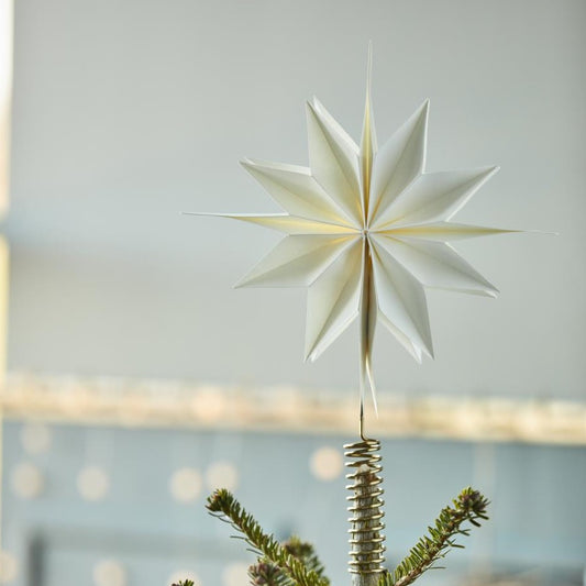 Christbaumstern Papier weiß mit messingfarbenem Halter Ø:25 cm - Ib Laursen