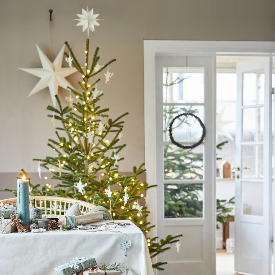 Christbaumstern Papier weiß mit messingfarbenem Halter Ø:25 cm - Ib Laursen