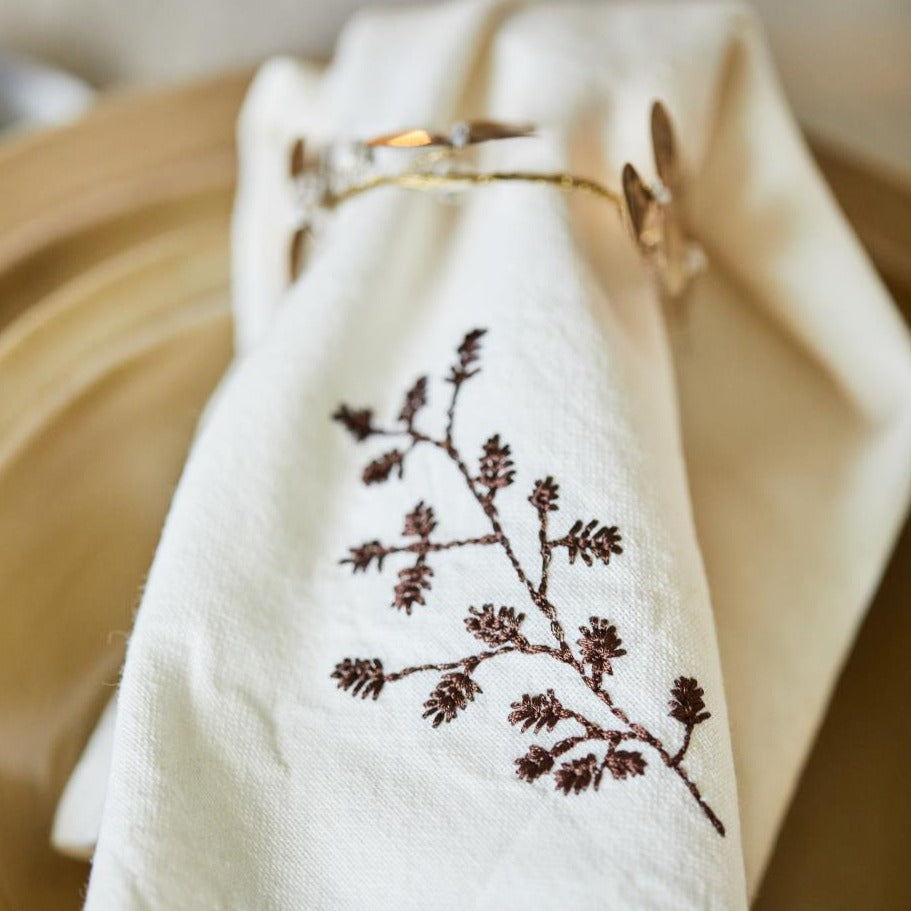 Serviettenring mit Messingblumen und Glasperlen Blume  - Ib Laursen