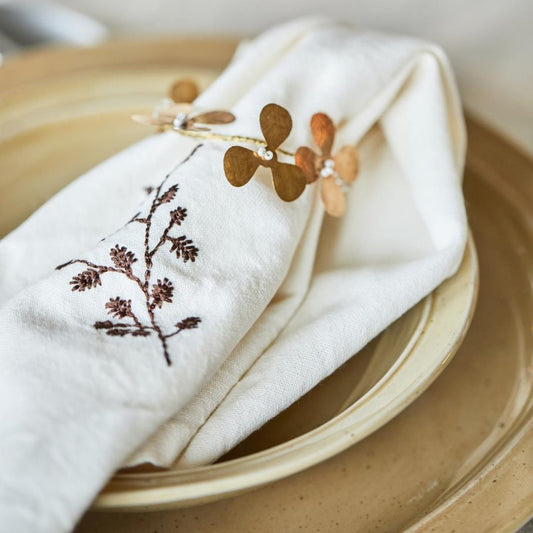 Serviettenring mit Messingblumen und Glasperlen Blume  - Ib Laursen