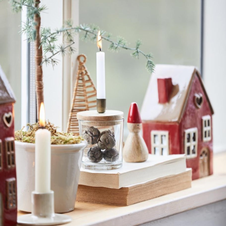 Kerzenhalter für dünne Kerze Holzdeckel - Ib Laursen