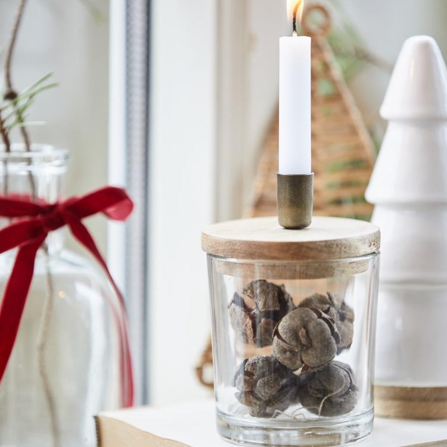 Kerzenhalter für dünne Kerze Holzdeckel - Ib Laursen