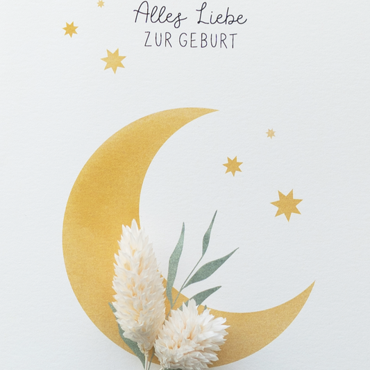 Applikations - Doppelkarte "Alles Liebe zur Geburt" Mond