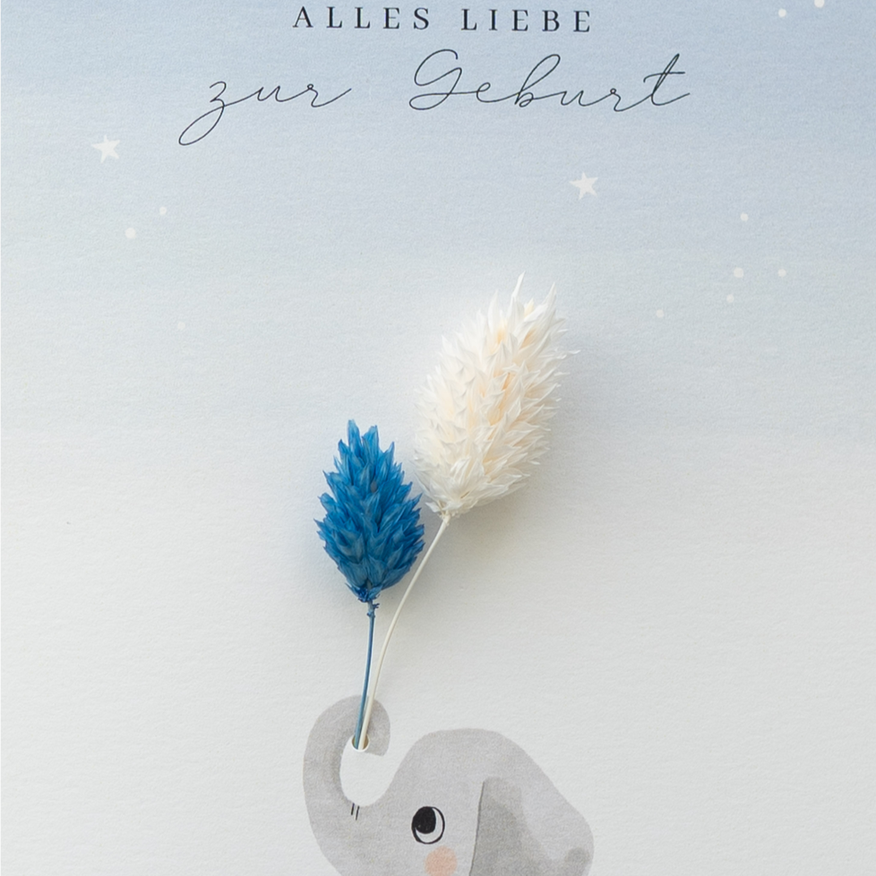 Applikations - Doppelkarte "Alles Liebe zur Geburt" blau