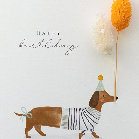 Applikations - Doppelkarte "Happy Birthday" Hund