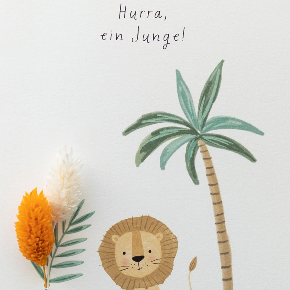 Applikations - Doppelkarte "Hurra, ein Junge"