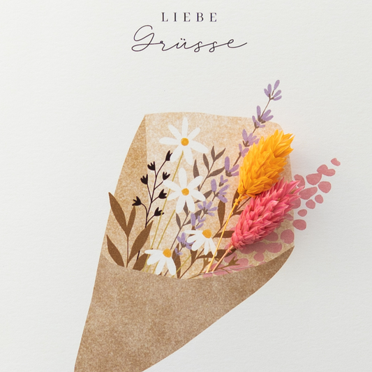 Applikations - Doppelkarte "Liebe Grüße"