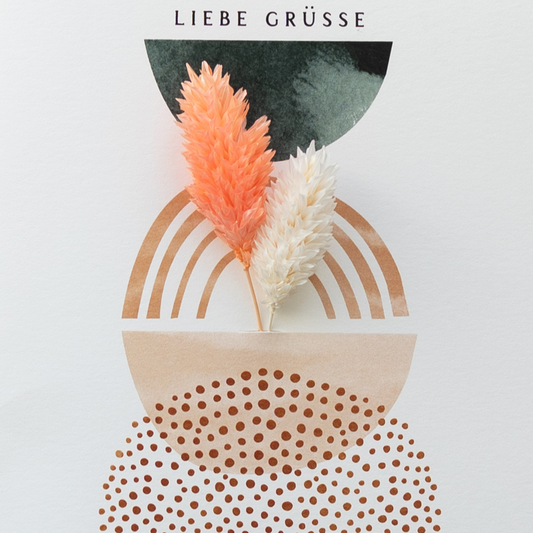 Applikations - Doppelkarte "Liebe Grüße" beige