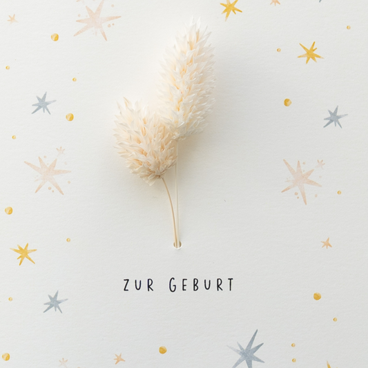 Applikations - Doppelkarte "Zur Geburt" Sterne