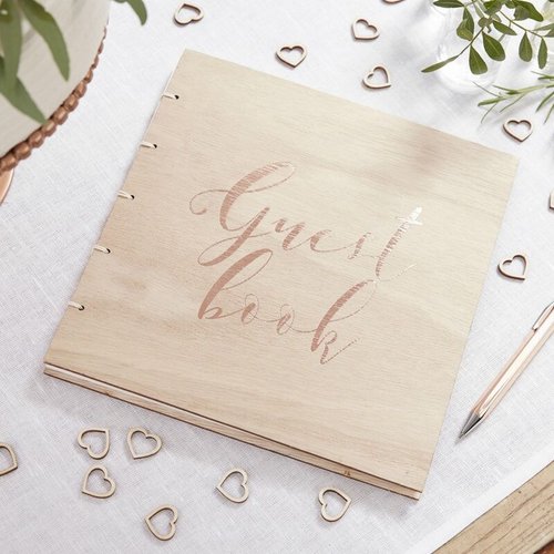 Gästebuch Holz rosegold