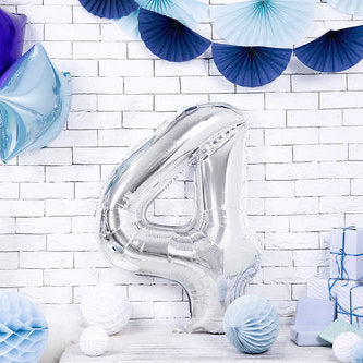 Folienballon Ziffer ''4'' silber