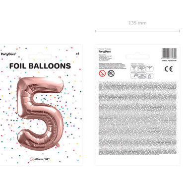 Folienballon Ziffer ''5'' roségold