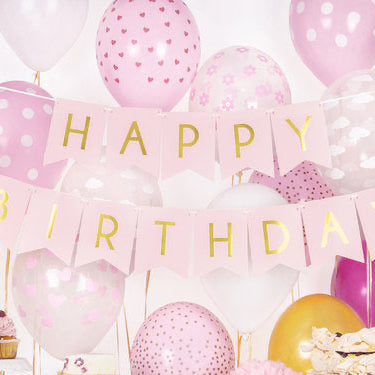 Girlande "Happy Birthday" rosa