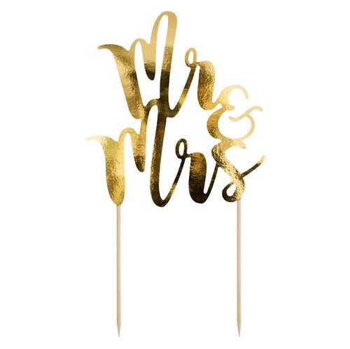 Cake Topper "Mr & Mrs" gold