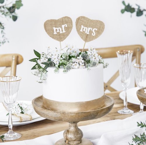 Cake Topper "Mr & Mrs" Jute