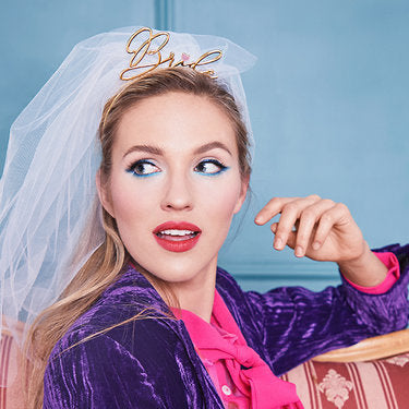 Haarreif Bride to be gold mit Schleier
