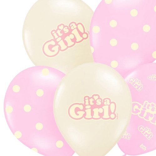 Ballons "It´s a Girl" Pastell Mix 6 Stück