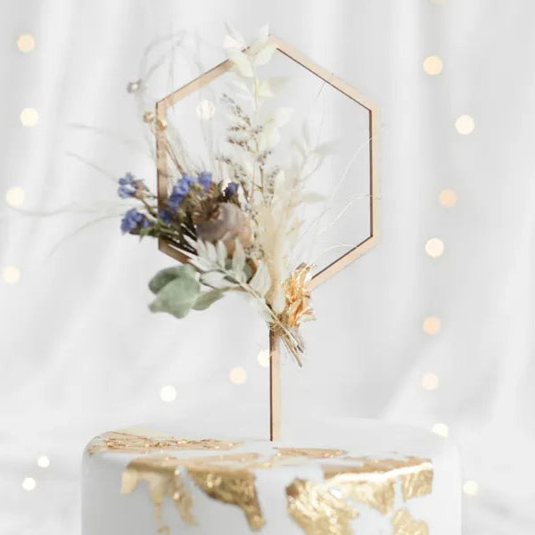 Cake Topper "Hexagon" Holz