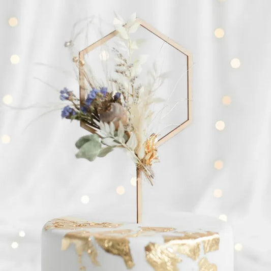 Cake Topper "Hexagon" Holz