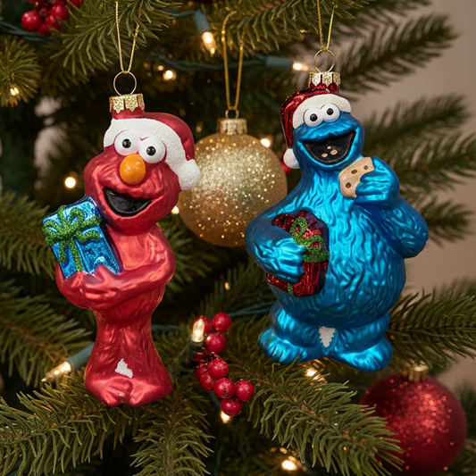 Sesamfreunde Christbaumkugeln 2er Set Krümelmonster & Elmo - Lieferbar ab KW40