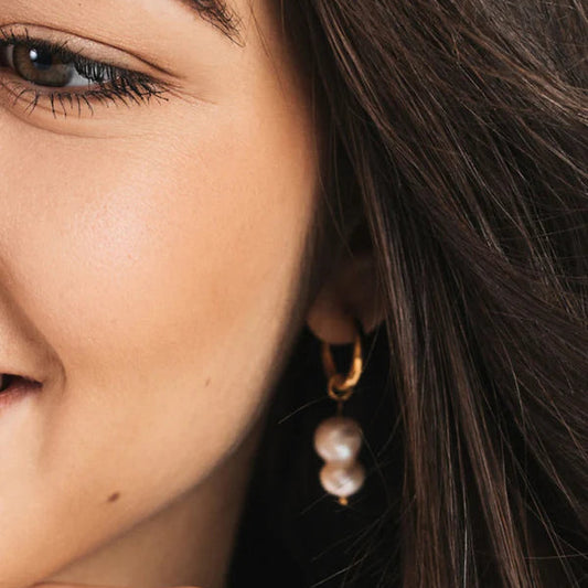 SPAR-SET: Creolen gold mit Malia Charm big pearl - Blumenkind