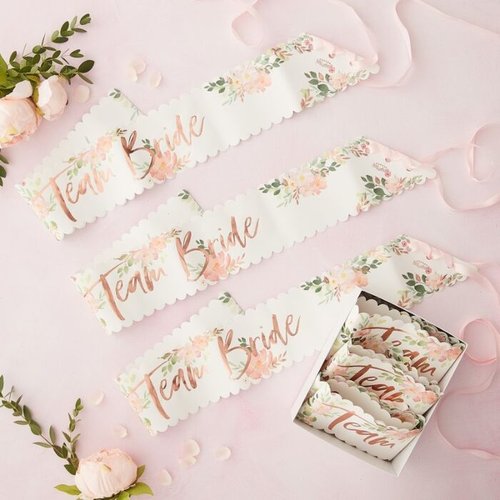 Schärpen "Team Bride" floral 6 Stk