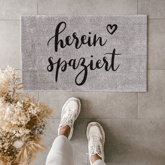 Waschbare Fußmatte "Hereinspaziert" - Eulenschnitt
