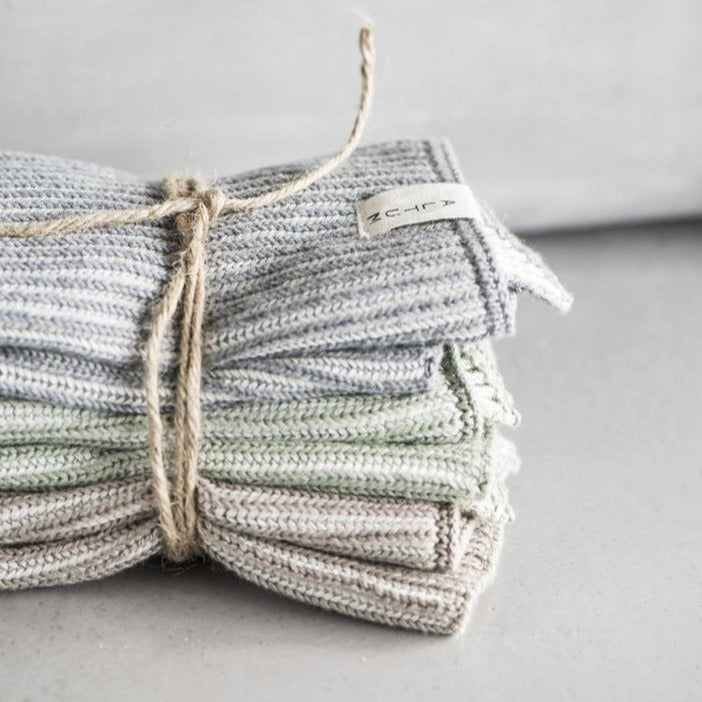 Waschlappen Altum gestrickt Grau - Ib Laursen