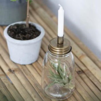 Kerzenhalter für dünne Kerze Metalldeckel gold - Ib Laursen