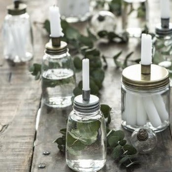 Kerzenhalter für dünne Kerze Metalldeckel gold - Ib Laursen