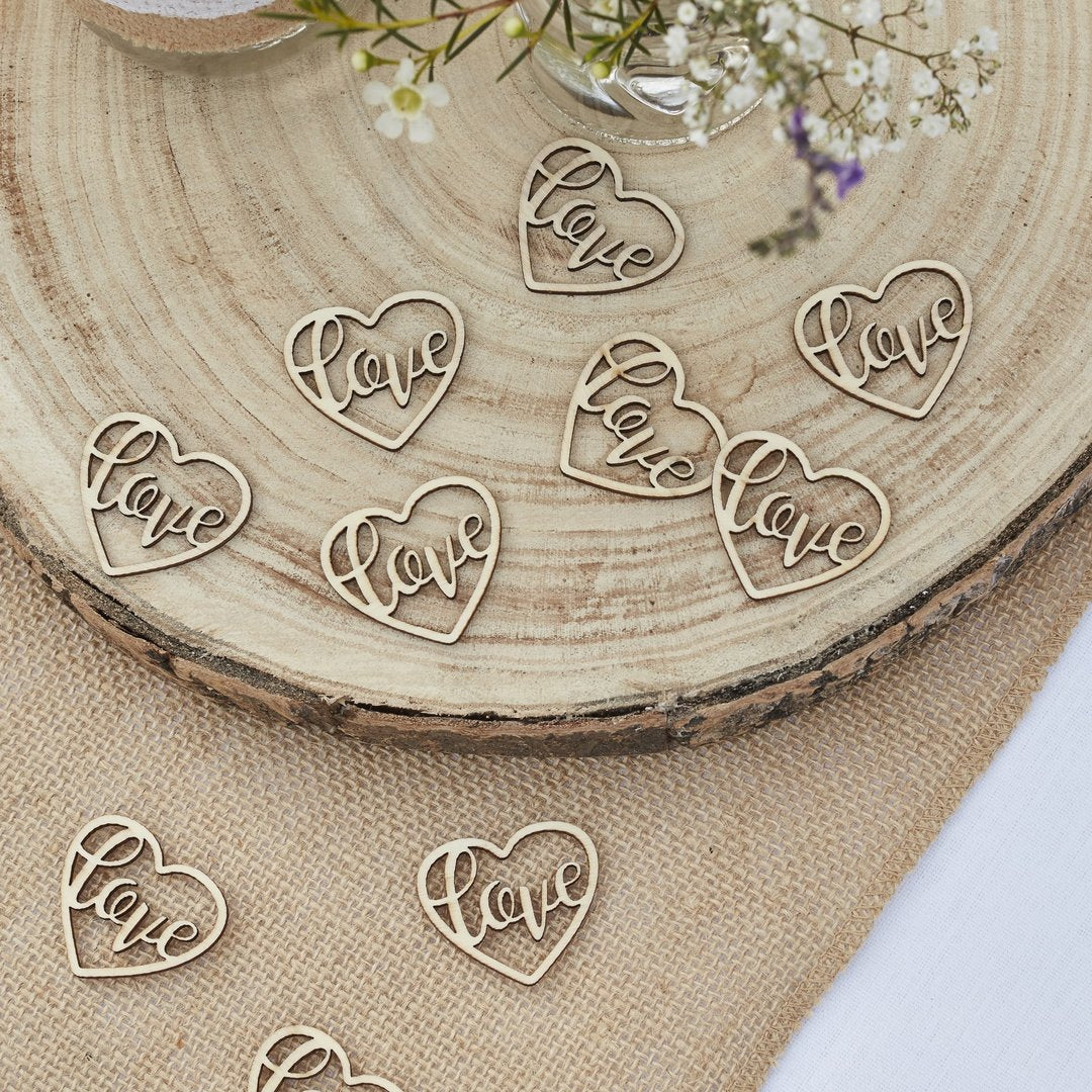 Tischdekoration Holzherzen "LOVE"
