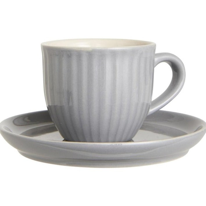 Tasse mit Untertasse Mynte french grey - Ib Laursen